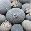 Silver Interlocking Square & Heart CZ 925 Sterling Silver Pendant Chain for Women