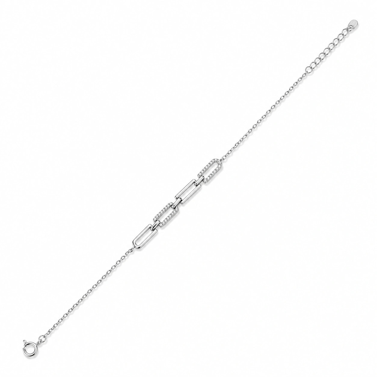 Silver 925 sterling silver link chain bracelet for women