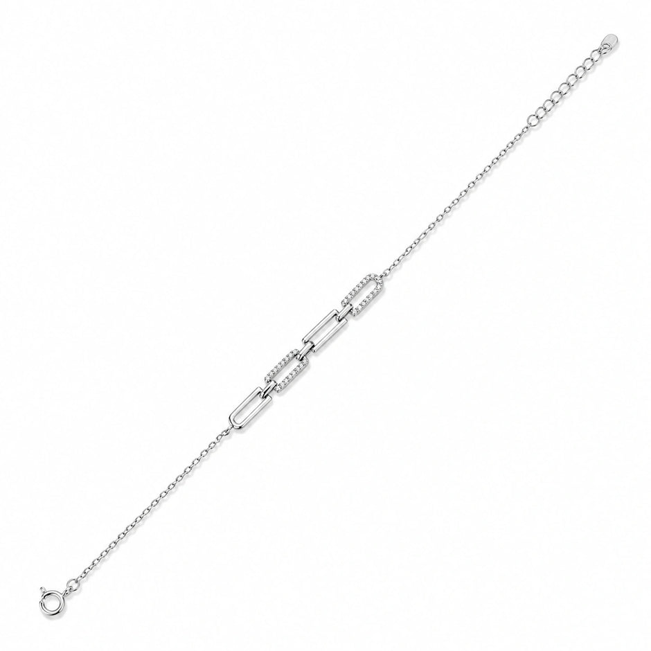 Silver 925 sterling silver link chain bracelet for women