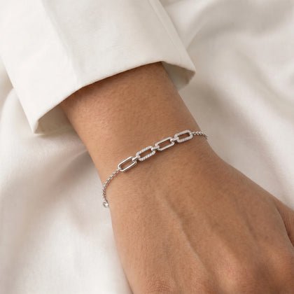 Silver 925 sterling silver link chain bracelet for women