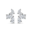 Silver Marquise Floral Diamond 925 Sterling Silver Stud Earrings for Women