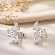 Silver Marquise Floral Diamond 925 Sterling Silver Stud Earrings for Women