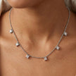 Silver Multi Square White Stone 925 Sterling Silver Pendant Chain for Women