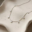 Silver Multi Square White Stone 925 Sterling Silver Pendant Chain for Women