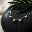 Silver Multi Square White Stone 925 Sterling Silver Pendant Chain for Women