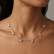 Silver Multi Square White Stone 925 Sterling Silver Pendant Chain for Women