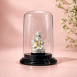 Lord Ganesha Silver Murti with Glass Dome