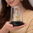 Lord Ganesha Silver Murti with Glass Dome