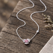 Silver Pink Blossom Necklace