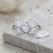 Silver Rose Diamond 925 Sterling Silver Stud Earrings for Women