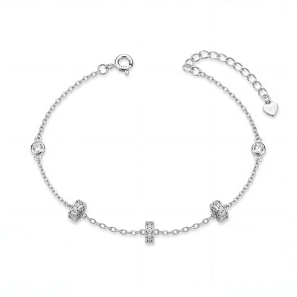 Silver 925 sterling silver round charm bracelet for women