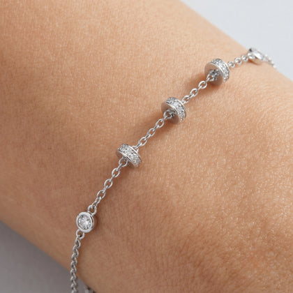 Silver 925 sterling silver round charm bracelet for women