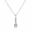 Silver Round Drop White Stone 925 Sterling Silver Pendant Chain for Women