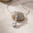Silver Round Drop White Stone 925 Sterling Silver Pendant Chain for Women