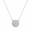 Silver Round Halo White Stone 925 Sterling Silver Pendant Chain for Women