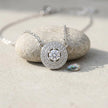 Silver Round Halo White Stone 925 Sterling Silver Pendant Chain for Women