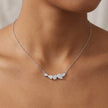 Silver Round & Drop White Stone 925 Sterling Silver Pendant Chain for Women