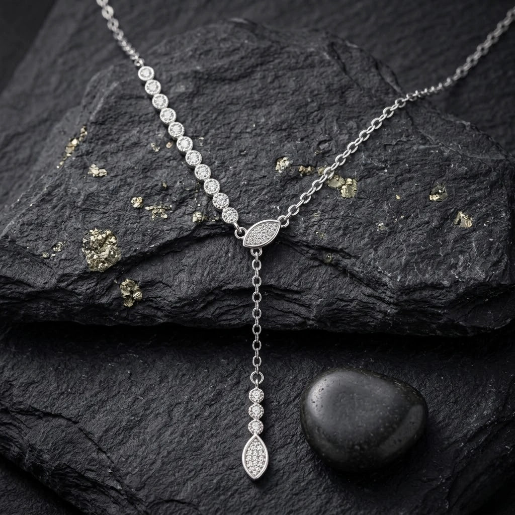 Silver Sparkle CZ Multi-Link 925 Sterling Silver Pendant Chain for Women