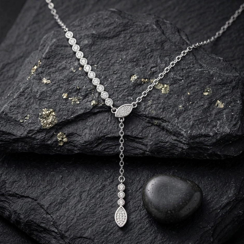 Silver Sparkle CZ Multi-Link 925 Sterling Silver Pendant Chain for Women