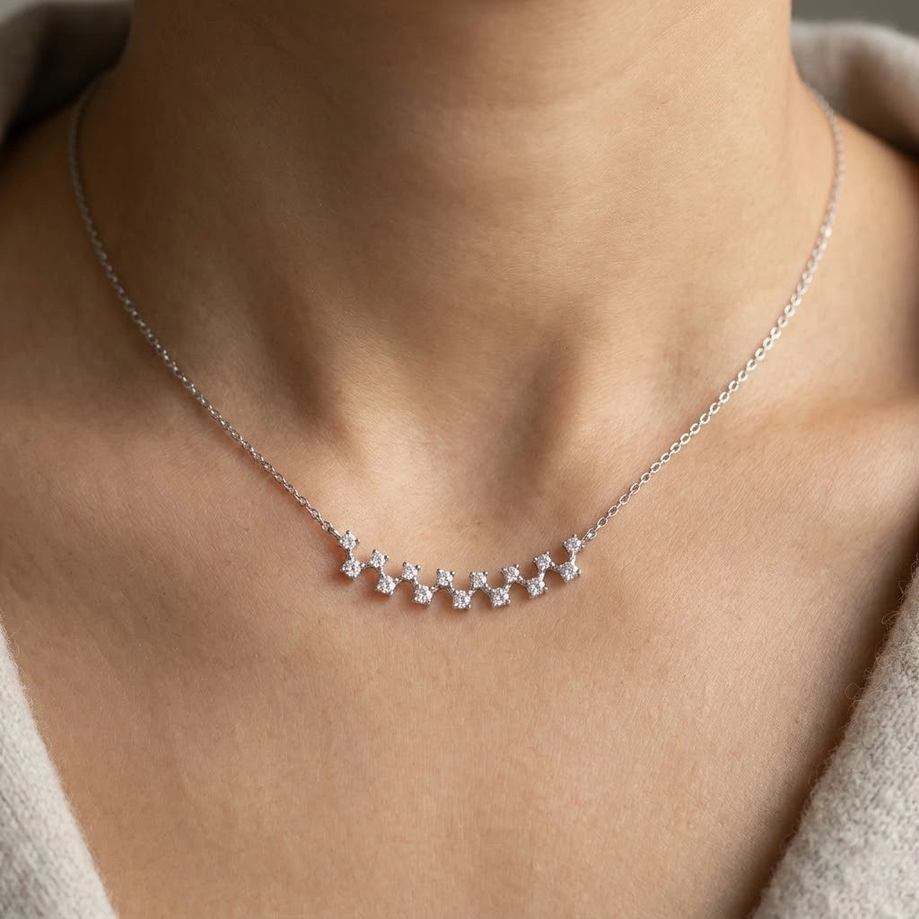 Silver Sparkle Star 925 Sterling Silver Pendant Chain for Women