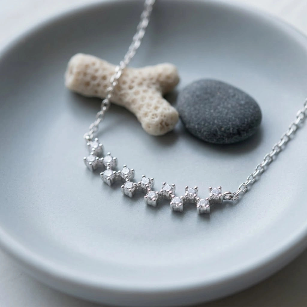 Silver Sparkle Star 925 Sterling Silver Pendant Chain for Women