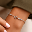 Silver 925 sterling silver square crystal charm bracelet for women