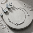 Silver 925 sterling silver square crystal charm bracelet for women