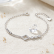Silver 925 sterling silver square crystal charm bracelet for women