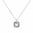 Silver Square Loop CZ 925 Sterling Silver Pendant Chain for Women