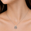Silver Square Loop CZ 925 Sterling Silver Pendant Chain for Women