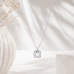 Silver Square Loop CZ 925 Sterling Silver Pendant Chain for Women