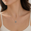 Silver Square Loop CZ 925 Sterling Silver Pendant Chain for Women