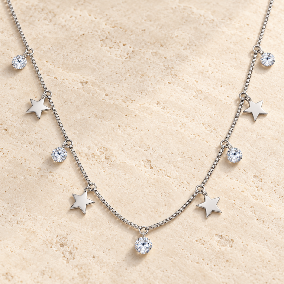 Silver Starlight Charm Necklace