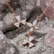 Rose Gold Triple Flower CZ 925 Sterling Silver Pendant Chain for Women