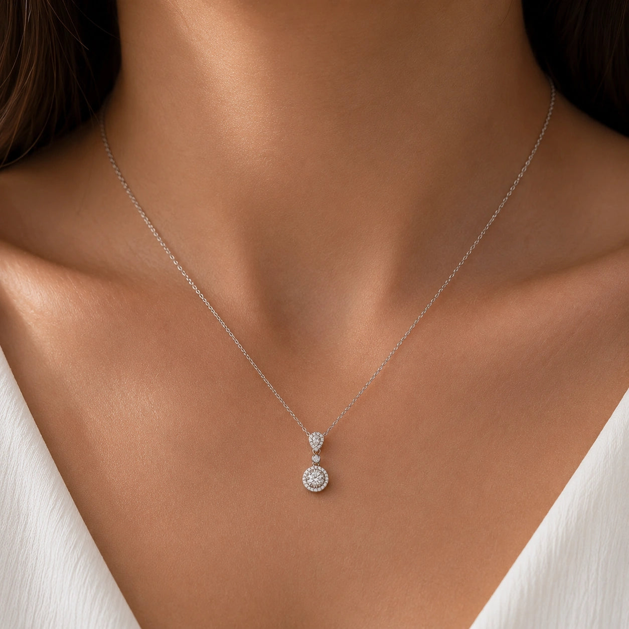 Silver Triple Round & Drop Pendant 925 Sterling Silver Chain for Women