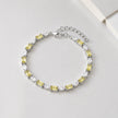 Silver 925 sterling silver tennis bracelet with yellow stones for women