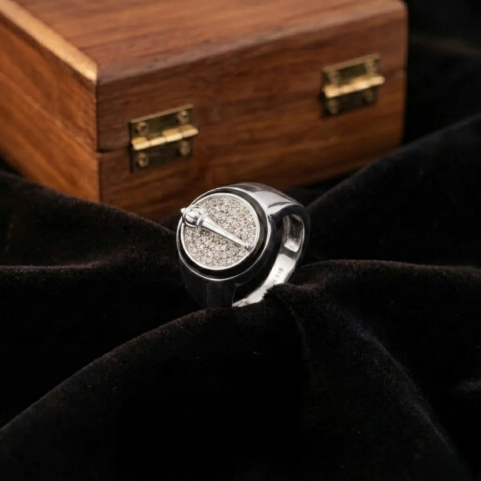 Silver Oval Cross CZ 925 Sterling Silver Ring for Men