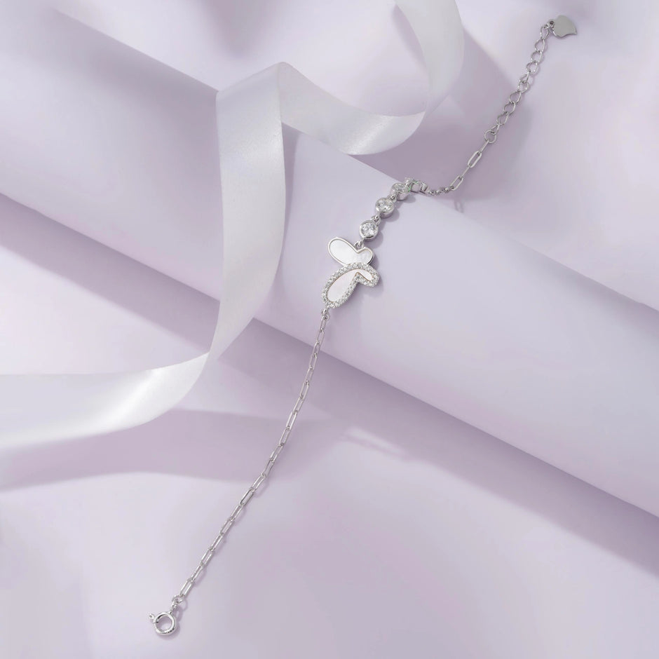 Butterfly Diamond Adjustable Silver Bracelet for Women