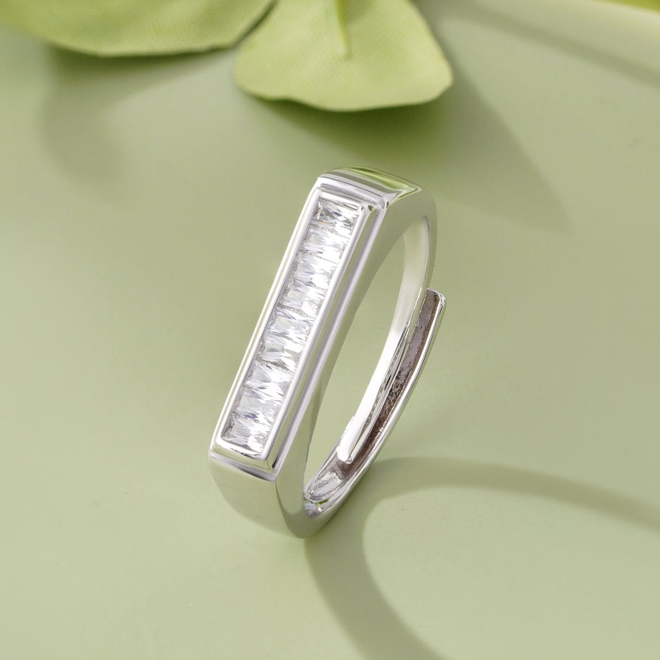 Minimal Stone Silver Ring