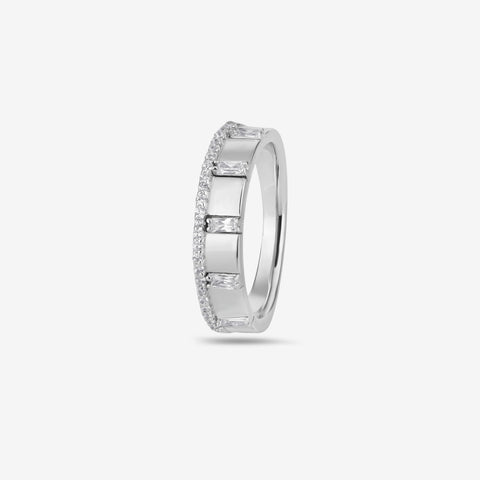 Square Shape Diamond Channel Set Band 925 Sterling Silver Ring for Women