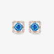 Sky Blue Cushion Diamond Rose Gold Stud Earrings