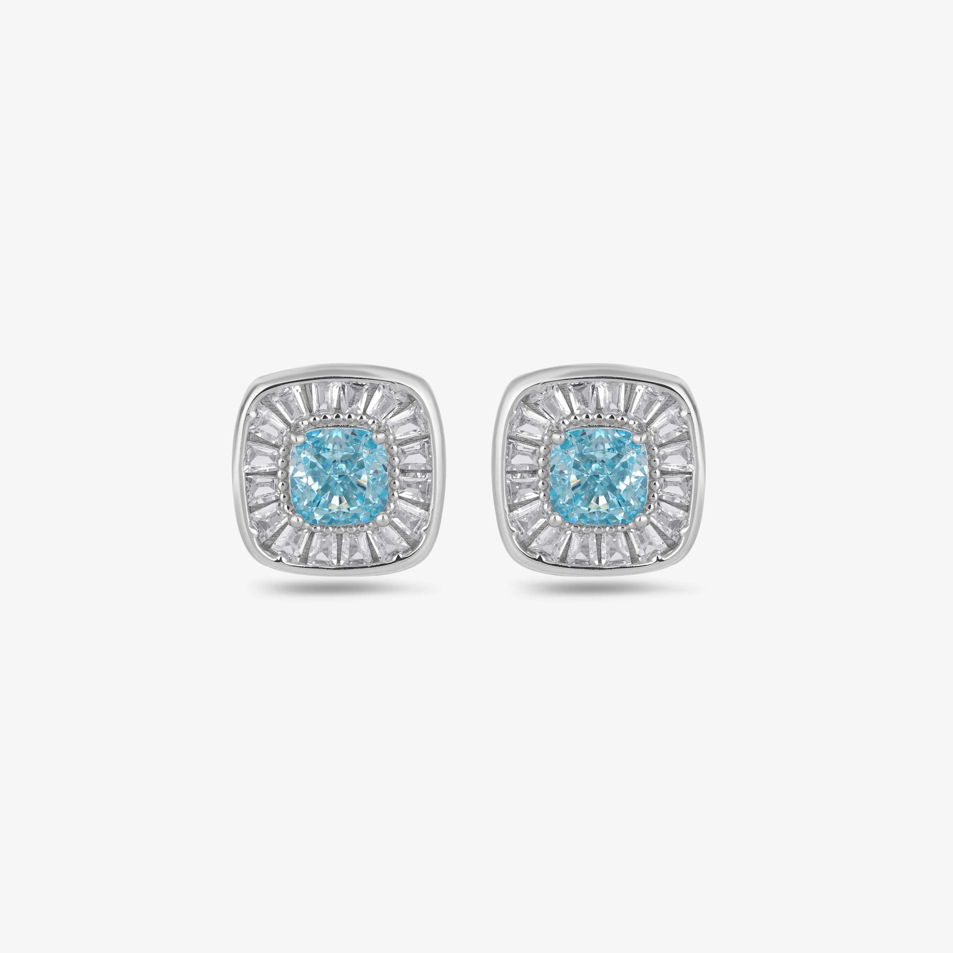 Sky Blue Stone CZ Rose Gold Stud Earrings