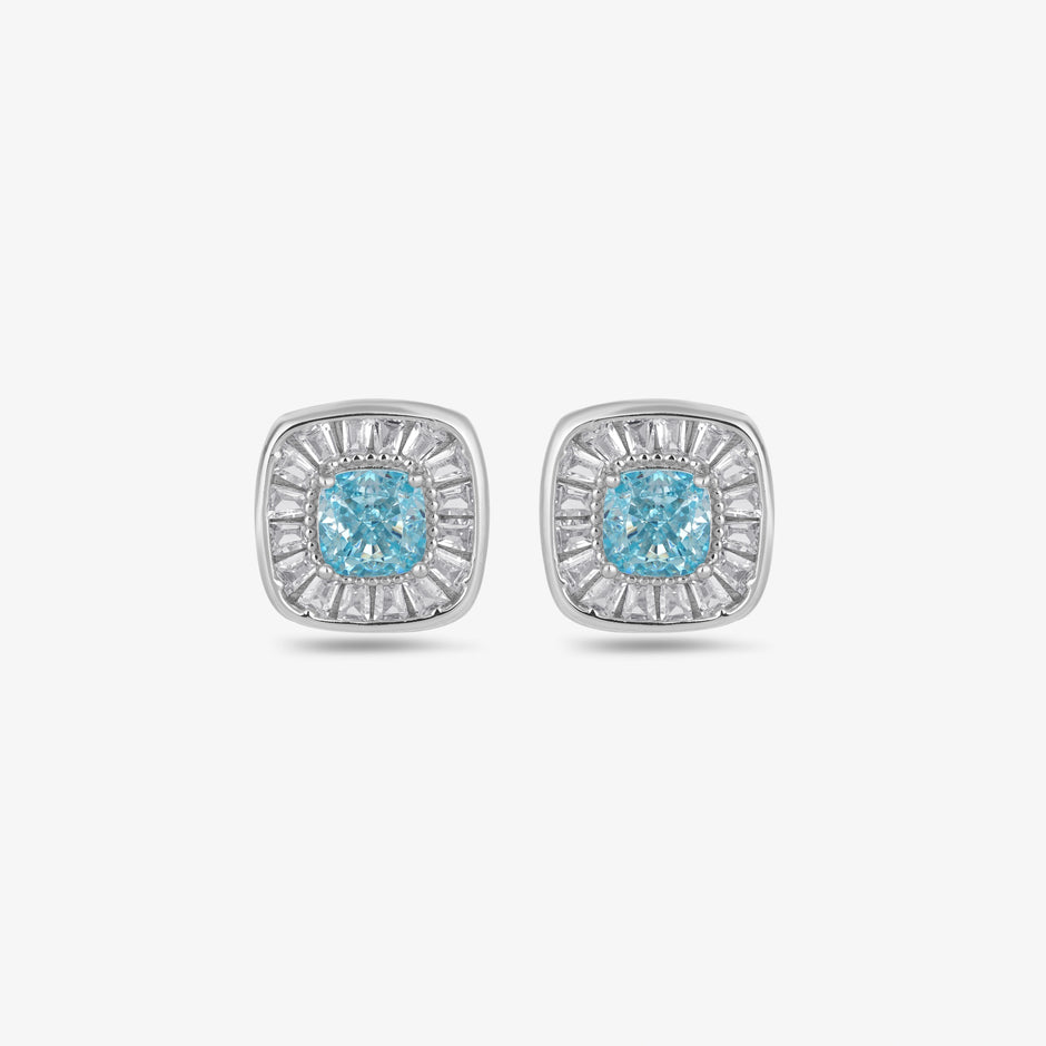 Sky Blue Stone CZ Rose Gold Stud Earrings