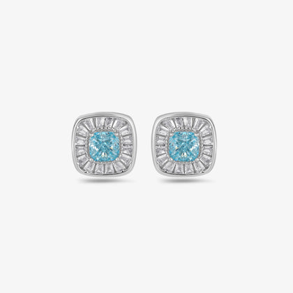 Sky Blue Stone CZ Rose Gold Stud Earrings