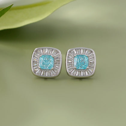 Sky Blue Stone CZ Rose Gold Stud Earrings
