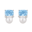 Sky Blue Emerald Cut Diamond Stud Earrings