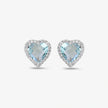 Sky Blue Heart Shape Silver Earrings