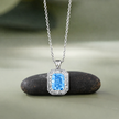 sky aura diamond CZ 925 silver pendant chain