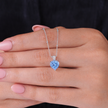 sky bloom cushion diamond 925 silver pendant chain