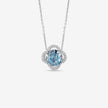 Sky Blue Halo Diamond  Floral Design in 925 Sterling Silver Pendant Chain for Women